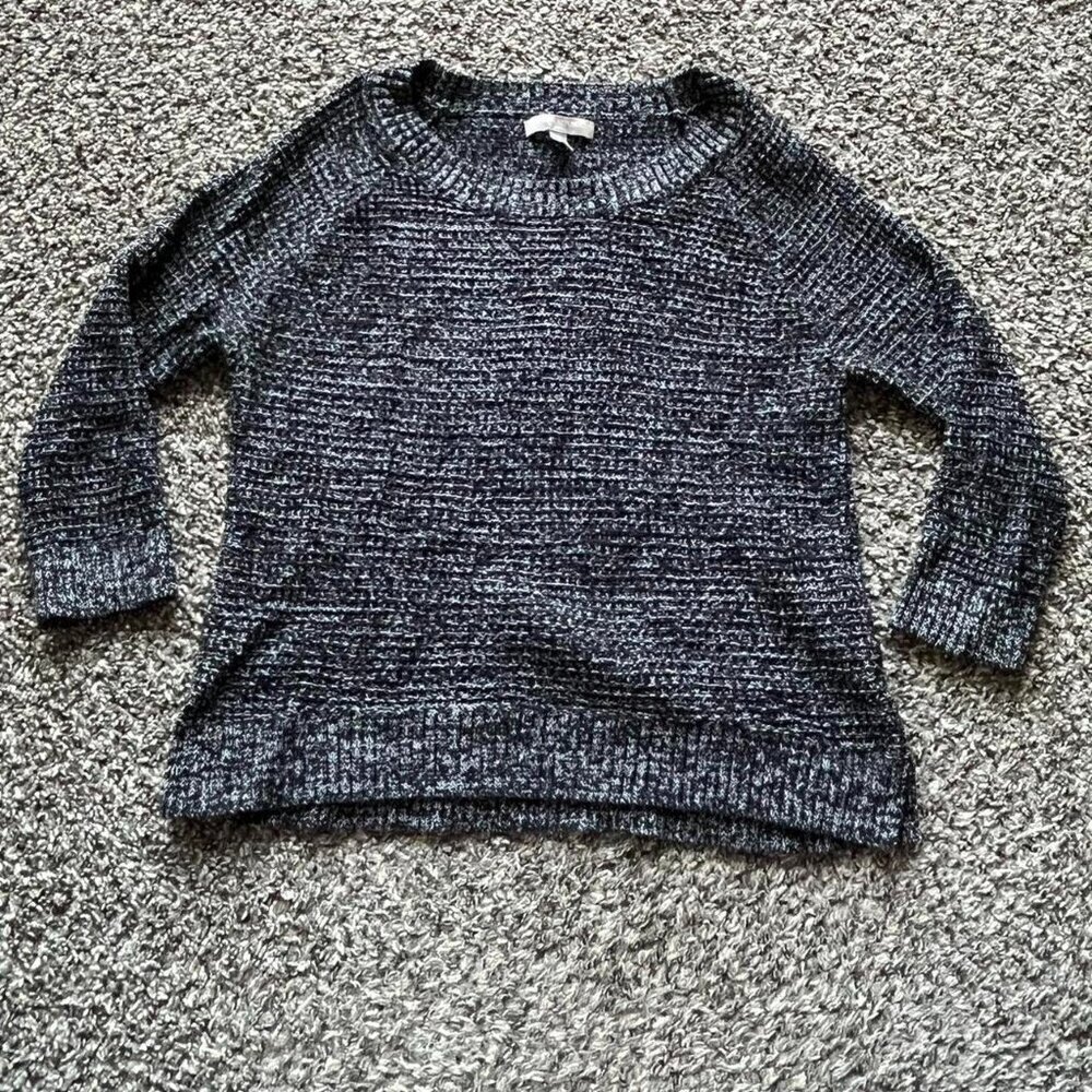 Grey Black Marled Banana Republic Womens Medium Long Sleeve Winter Knit Sweater